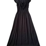 Ryegrass Black Maxi Dress Sleeveless Smocked Waist Tie Front Pockets Womens Photo 0