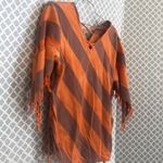 Bright orange purple fringed sleeve cinched top women's size S blouse shirt Photo 4