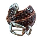 Fossil Vintage  Leather Braided Belt Women's‎ Size Medium Brown Silver Hardware Photo 0