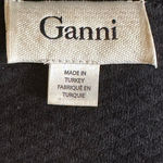 Ganni  Textured Peplum Hem Zip Front Ponte Ruffle Top Black Large 3/4 Sleeve Photo 4