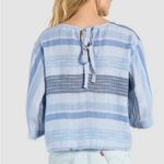 Cloth & Stone Anthropologie  Striped Button Down Blouse Light Blue XS Photo 4