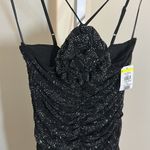 AFRM Mila Rhinestone Rose Mini Dress in Black Noir Small Photo 5