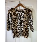 Joseph A  Qu'est-Ce Que Animal Print Stretch Top 3/4 Sleeves Office Comfort Date Photo 2
