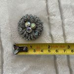 Vintage Aurora Borealis Rhinestone Brooch Silver Tone Mid Century Style Photo 6