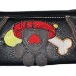 Dog Paw Print Wristlet Wallet Western Style Mom Pet Black Faux Leather Snap Photo 0