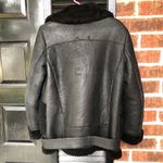 ZARA  Woman’s Coat M Bomber RAF Black Aviator Fur Shearling Real Leather Jacket Photo 7