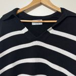 Old Navy  Polo Knit Cotton Sweater Size Medium Striped Black White Photo 3