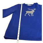 Liz Claiborne  Blue Gray Embroidered Deer Long Sleeve Pullover Sweater Large Photo 2