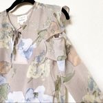 Lost + Wander  Grey Sheer Cold Shoulder Floral Top Size XS NWT Photo 2