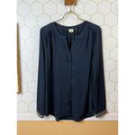 Ecru Navy Button-up Jewel Embellished Blouse - Size - Small Photo 5