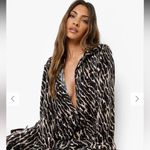 Boohoo Leopard Print Plisse Relaxed Fit Shirt Photo 2
