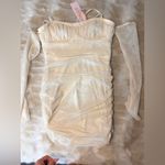Oh Polly Cream Long Sleeve Ruched Dress Photo 1