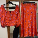 Sanctuary NWT square neck balloon sleeve floral blouse and matching skirt set XL Photo 0