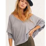 We The Free Free People Gray Waffle Knit v neck Sweater Photo 0