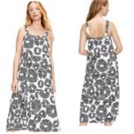 Loft  Firework Print Tiered Square Neck Linen Blend Midi Dress Sz S Photo 1