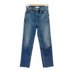 RE/DONE  70s High Rise Stove Pipe Jeans Broken In Dark Wash Size 24 Straight Leg Photo 1