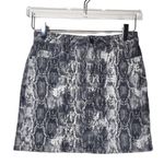 ZARA Snake Print Denim Mini Skirt in Gray/Black/White Photo 44