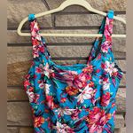 Lands' End Chlorine Resistant Square Neck Tankini Top Turquoise Lily Palm 14ddd Photo 7