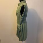 4. New York & Co Sleeveless Button Front Utility Shirt Dress Size Large Green Photo 6