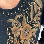 80s Vintage LARISA Black Embroidered and Beaded Knit Midi Sweater Dress Size L Photo 7