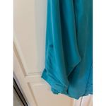 Catherines Plus Size 2X Teal Blue Pleated Button Front Shirt Top Roll Tab Sleeve Photo 5