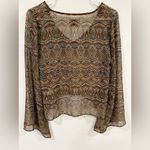 Show Me Your Mumu Bell Sleeve Geometric Dots Blouse Size Small EUC Photo 3