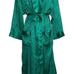 Victoria's Secret Vintage 80s  Robe L Gold Label Satin Long Emerald Jacquard Korea Photo 0