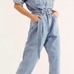 AGOLDE Tatum Denim Jumpsuit Womens Large Light Wash Belted One Piece Coverall Photo 0