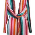 Pitaya Multi Stripe Knot Front Dress  Photo 0