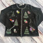 White Stag Vintage  Beaded Black Festive Cardigan Sweater Photo 1