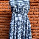 Altar'd State  blue and white gingham dress with flowers women's large Photo 0