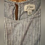 J.Crew Women’s Ruffle Flounce Sleeve White & Blue Linen Stripe Top Blouse Size 0 Photo 7
