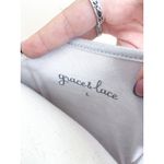 NEW Women's Gray Lace Trim Sleeveless Tank Top Large Lace Tunic Swim Coverup Photo 4