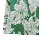 Tahari 100% Linen Top Green White Floral Print Short Sleeve Button Detail Sz M Photo 6