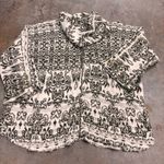 Free People  Poncho Shawl Hoodie Olive Green White Oversized Sweater Womens Med Photo 6