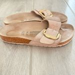 Birkenstock  Women's Cream Mules with Gold Buckle Photo 3