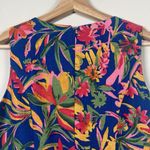 J Crew Floral Shift‎ Dress ($118) Size 2 Tropical Floral Resort Palm Leaf Preppy Blue Photo 6