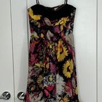 Plenty By Tracy Reese Anthro Silk Size 4 Black, Pink, Floral Strapless Dress Photo 1