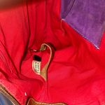 Dooney & Bourke DOONEY BURKE Purple Suede Brown Leather Hobo Shoulder Bag w Dooney Duck HangTag Photo 11