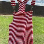 Vtg red & white striped overall tank top Photo 0