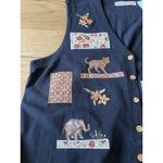 Victoria Jones Cotton Vest Medium Animal Safari Embroidered Teacher Casual Photo 3