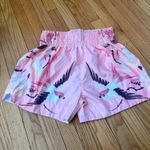 Tuff Athletics TUFF Muay Thai boxing "Pink Birds & Roses" retro Sport Pink Elastic Shorts sz L Photo 0