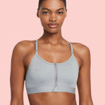 Nike Dri Fit Indy Zip-Front Women’s XL Light-Support Padded Sports Bra Gray Mesh Photo 0