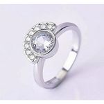 Boutique NEW Women's 2 ct 925 Silver Half Moon Solitaire Simulated Diamond Ring, Size 7 Photo 2