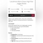 Lululemon  Warm Down High Rise Joggers Modal Fleece Black Size 2 Photo 5