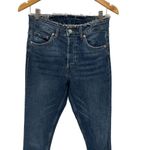 H&M Frayed Raw Hem Waist High Waisted Skinny Ankle Dark Wash Denim Jeans Photo 3