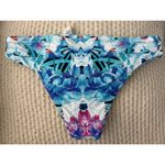 Bar III  Women's Bikini Bottom Blue Floral Tropical Side Cut out Size Medium Photo 1