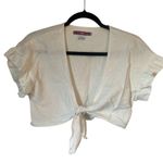 Urban Renewal  Ivory Off White Tie-Front Ruffle Sleeve Cropped Top Size Medium Photo 1