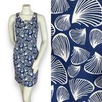 Handmade‎ Sheath Dress Blue Shell Print Sleeveless Unique V Photo 1