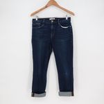 frame denim  Sutter Jeans Women Size 31 Dark Wash Distressed Cropped Straight Leg Photo 1